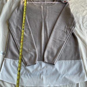 Women's beige sweater with polyester white trim